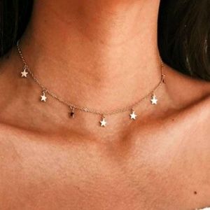 Gold Tiny Stars Choker Necklace Petite Dainty Cute